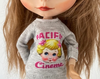 Blythe Doll Sweater: Organic Cotton Jersey, Vintage Doll Print