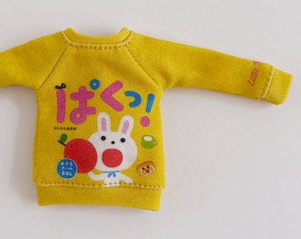 Blythe Doll Sweater: Organic Cotton Yellow Rabbit Print