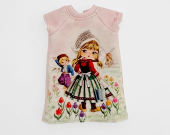 Robe de poupée Blythe : imprimé fille hollandaise rétro en coton bio