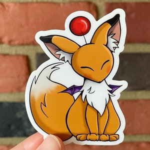 Fox Vinyl Sticker, Moogle, Fan Art, Fanart, Final Fantasy, Waterproof, Cute, Orange, Mythical, Foxy, Vinyl, Stickers, Art