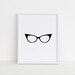 Cat Eye Glasses Printable, Black and White Instant Download, Modern ...