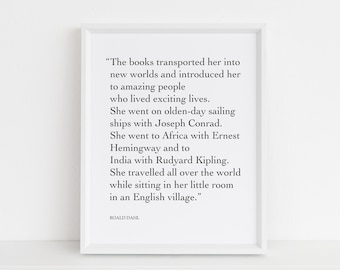 Matilda Quote, Roald Dahl Print, Books, Reading, Black and White Typography, Inspirational, Vertical Print, Square
