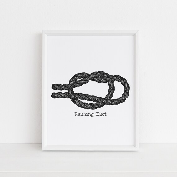 Nautical Print Rope Knot Running Knot Black Gray and Etsy