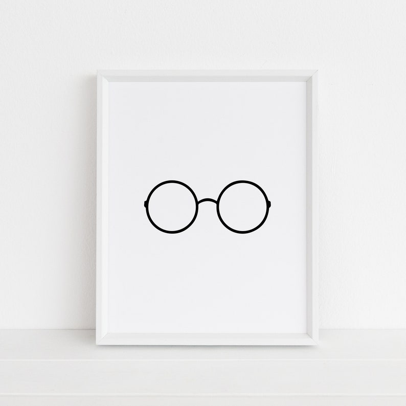 Round Glasses Print, Black and White, Vintage Glasses, Modern Nursery ...