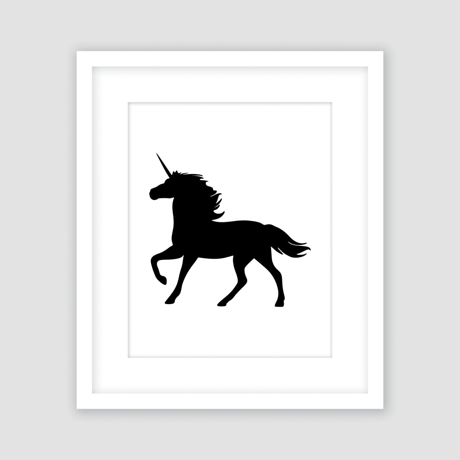 Unicorn Print Black and White Wall Art Modern Girls Nursery Etsy