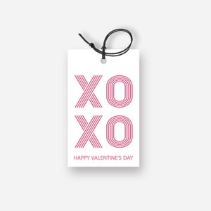 Etiquetas de regalo de San Valentín, XOXO, rosa y blanco, feliz día de San Valentín, etiquetas de regalo simples y modernas, etiqueta de regalo navideño, 2x3,5 pulgadas