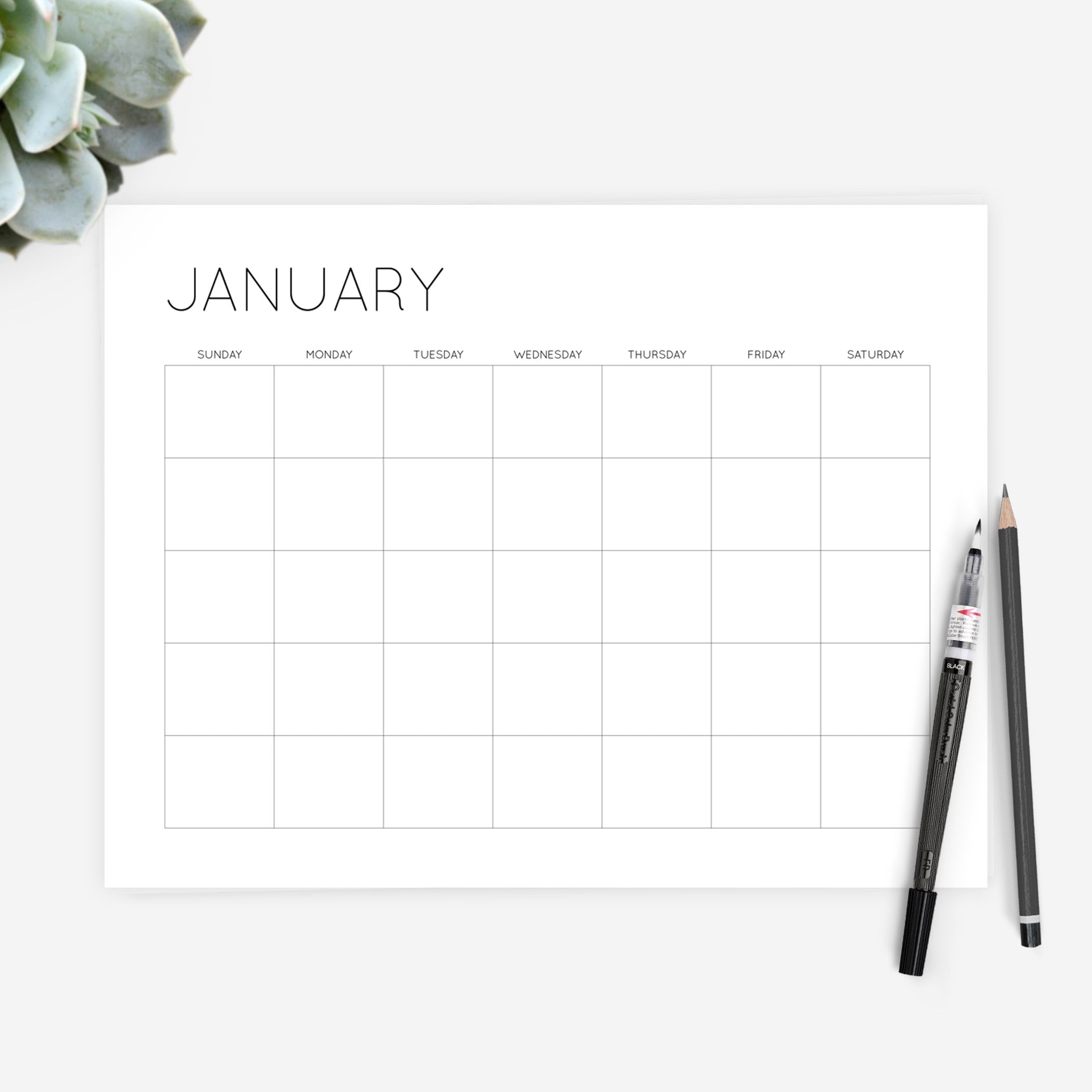 undated calendar printable blank monthly planner 12 month etsy