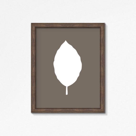 Leaf Print Taupe Brown Ash Botanical Wall Art Nature Image 0