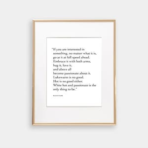 Roald Dahl Print, Passionate, My Uncle Oswald Quote, Black and White Typography, Motivation, Inspirational, Vertical Print, Square image 2