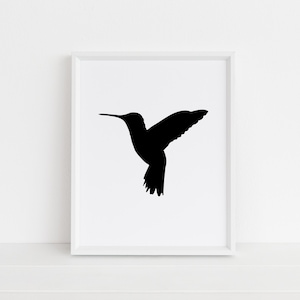 Hummingbird Print, Black and White, Printable Bird Wall Art, Modern Nursery Art, Printable Hummingbird