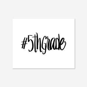 Back to School Sign, Printable, # 5th Grade, School Sign, Elementary School Photo Prop, Intermediate, Middle School, 10x8, 14x11
