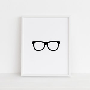 Hipster Glasses Print, Black and White, Modern Nursery Wall Art, Instant Download, Printable Optometrist