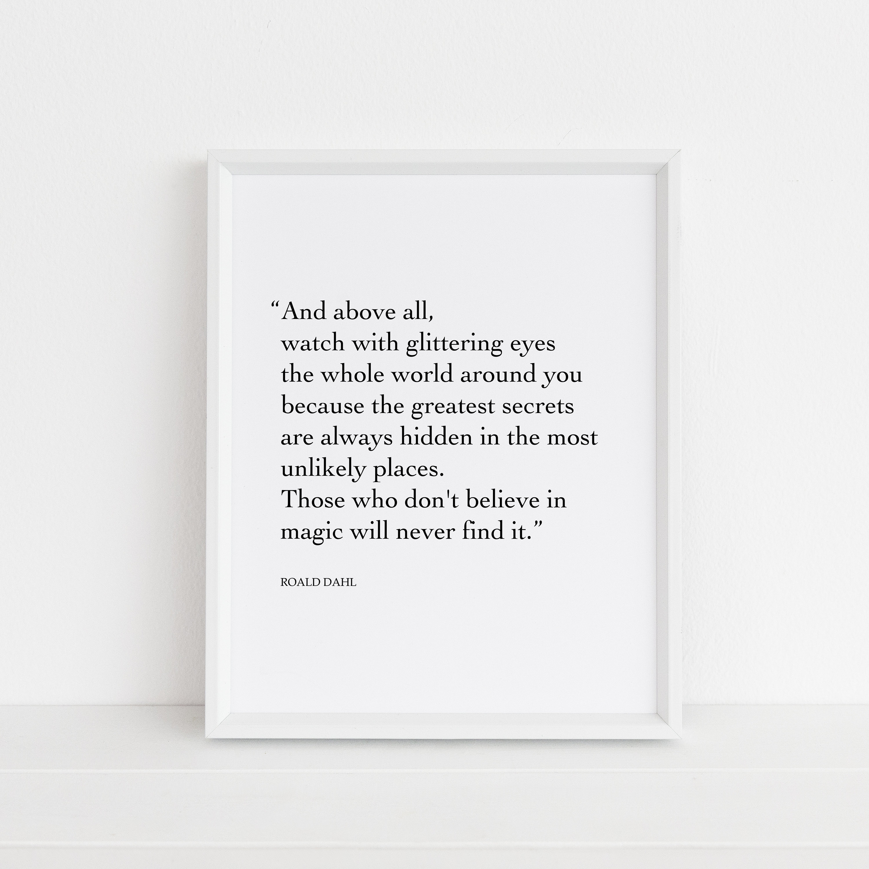 Roald Dahl Magic Quote Roald Dahl Print Glittering Eyes Magic Minpins Quote Black | Etsy India