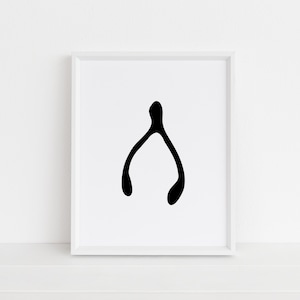 Wishbone, Black and White Print, Wall Art, Modern Nursery Art, Instant Download, Office Printable, Humorous Wishbone