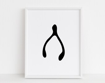 Wishbone, schwarz und weiß Druck, Wandkunst, moderne Kindergarten Kunst, Instant Download, Büro druckbare, humorvolle Wishbone