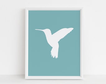 Hummingbird Print, Turquoise, Bird Wall Art, Modern Nursery Art, Instant Download, Hummingbird Printable
