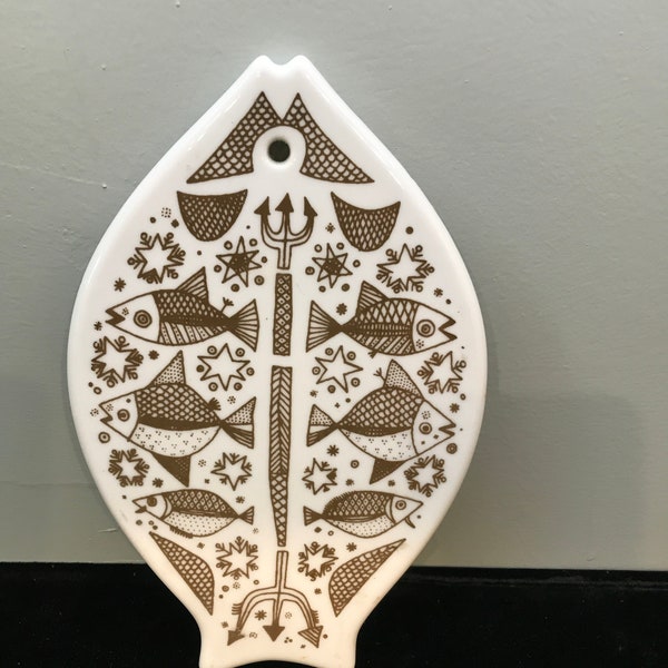 Dessous De Plat Poisson Arne Lindaas - Porsgrund Norvège, Années 1960, Porcelaine Bleue