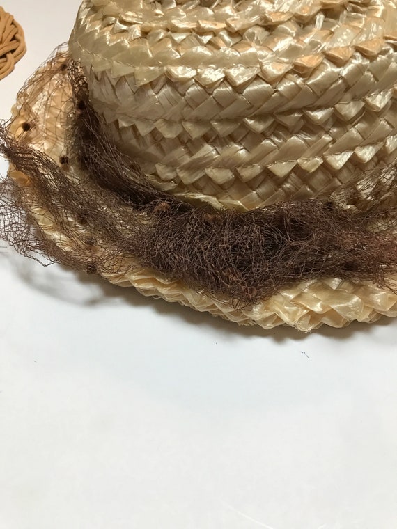 Vintage 1940 straw hat w veil - image 5