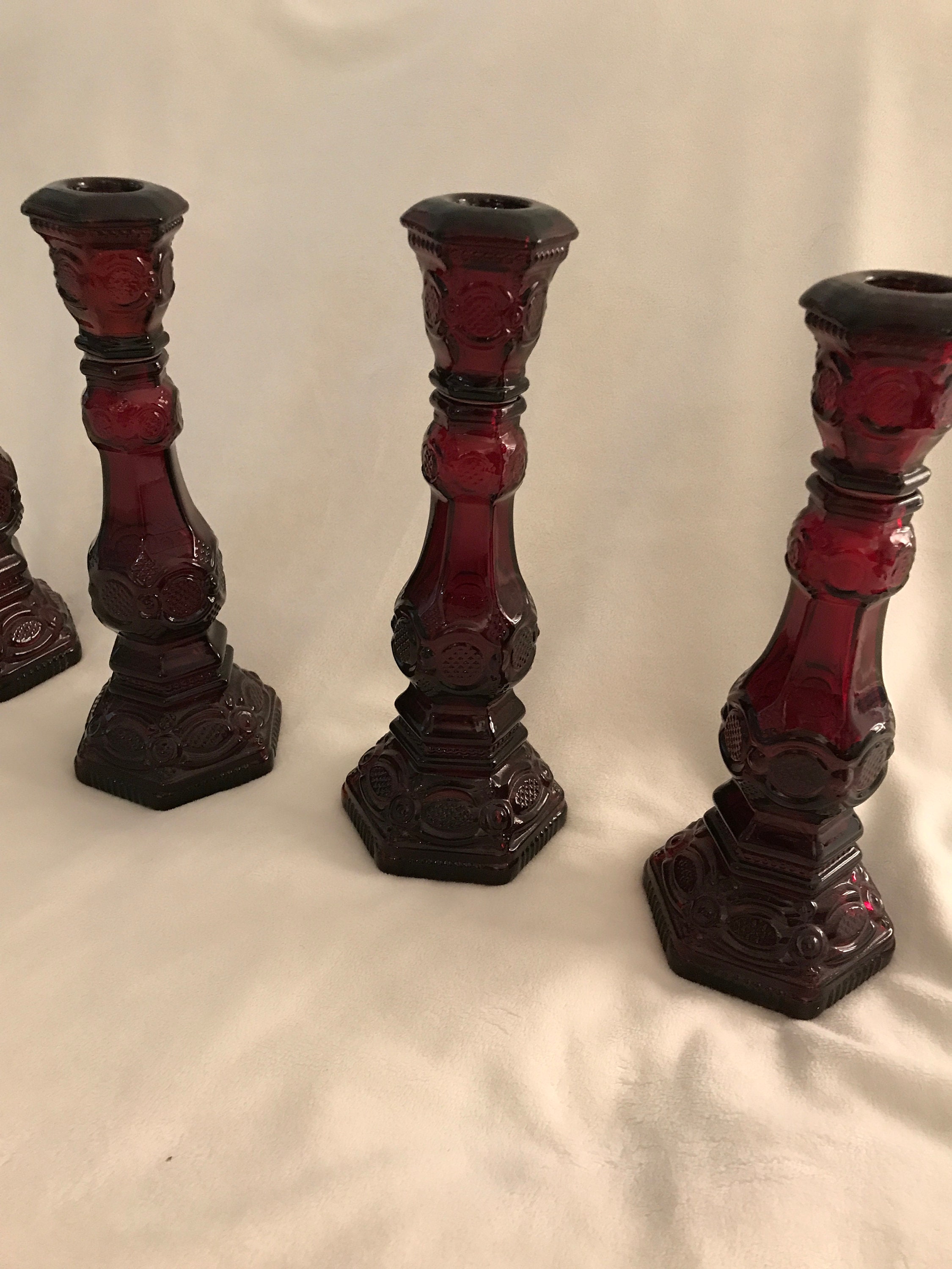 Home & Living Candles & Holders Wheaton Glass Red Cape Cod candlesticks