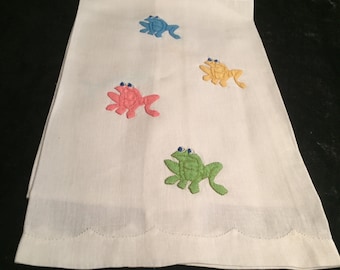 Vintage frog tea towel