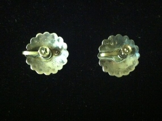 Antique Sterling Silver Taxco Button Earrings - image 3