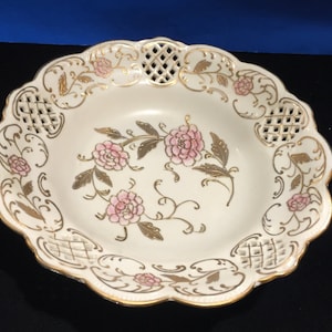 Antique Ornate Bowl - Hand Painted - Trimmed in Gold - Confusing Collectible