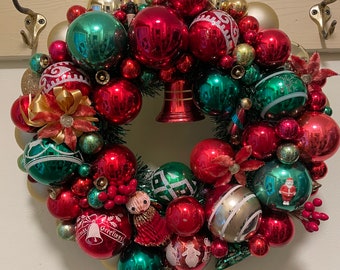 Red & Green Christmas ball wreath