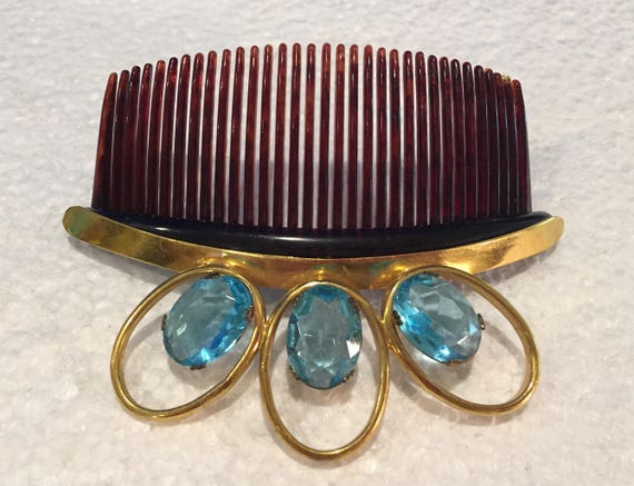 Vintage Jeweled Hair Comb - image 3