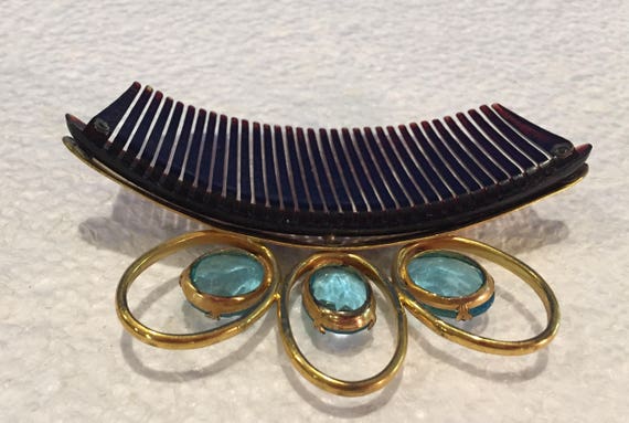 Vintage Jeweled Hair Comb - image 4