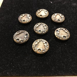 7 vintage brass buttons with metal mesh centers