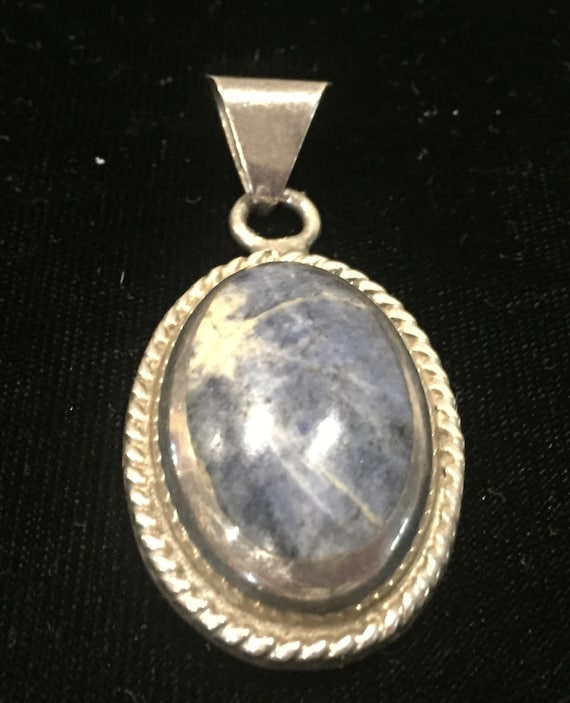 Vintage Taxco Sterling Silver Blue Stone Pendant