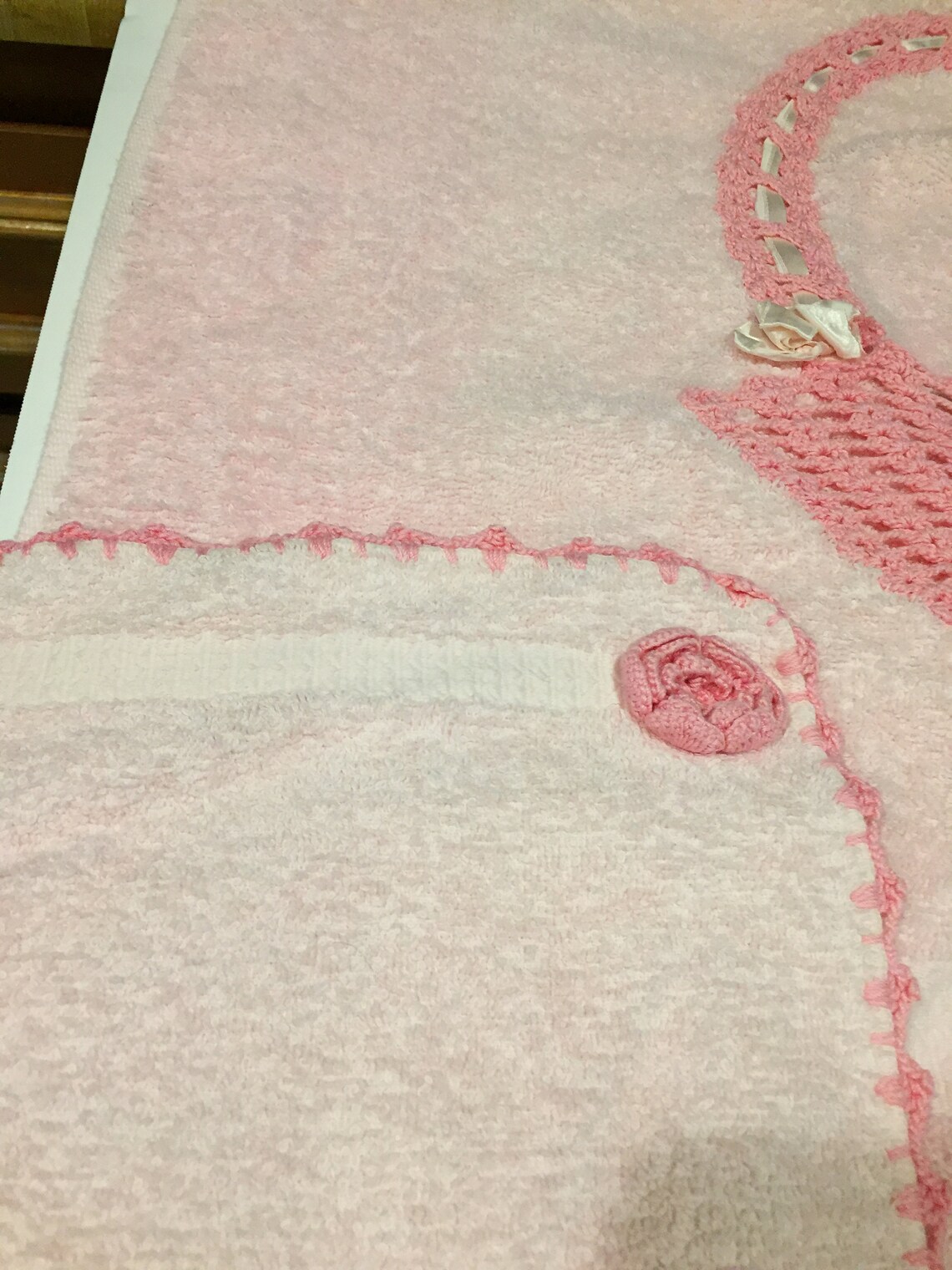 Vintage Bath Towel Crocheted Basket Etsy