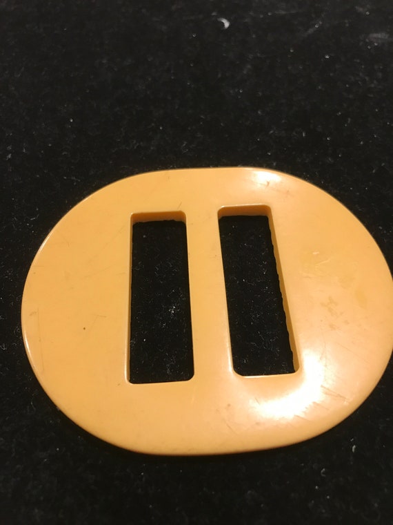 Vintage 30s Bakelite Buckle Red & Yellow Art Deco Two Piece