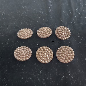 6 vintage dark brown glass buttons