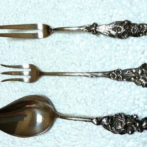 Set of Three Silver Plated Harlequin Floral Pattern Reed & Barton Serving Pieces