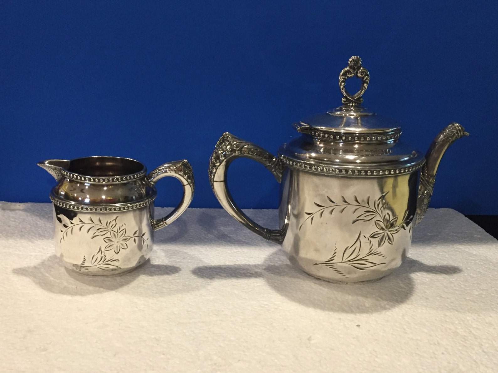 Vintage Columbian Quadruple Plate Silver Teapot and Creamer Etsy