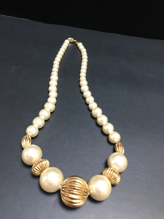 Vintage Napier "Pearl" & gold bead necklace