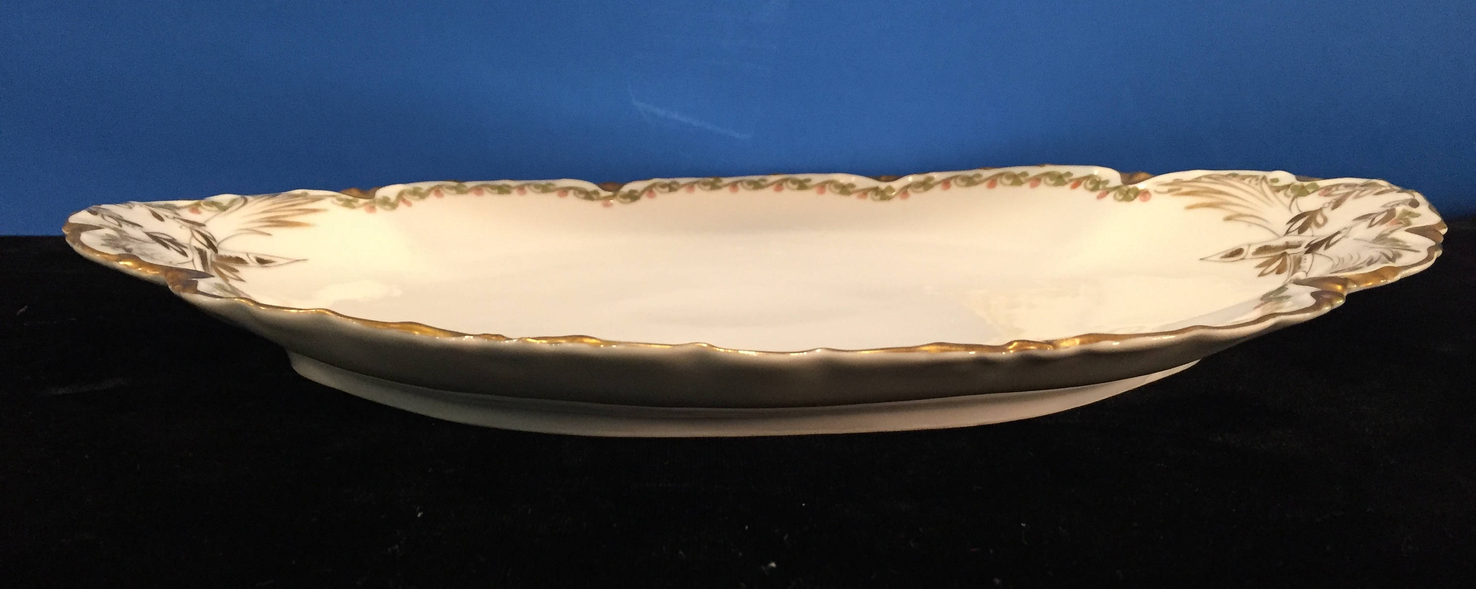 Antique Haviland Limoges Clover and Shamrock Platter Trimmed in 24K