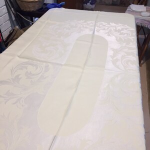 Vintage Yellow Damask and Satin Oblong Tablecloth with 8 napkins