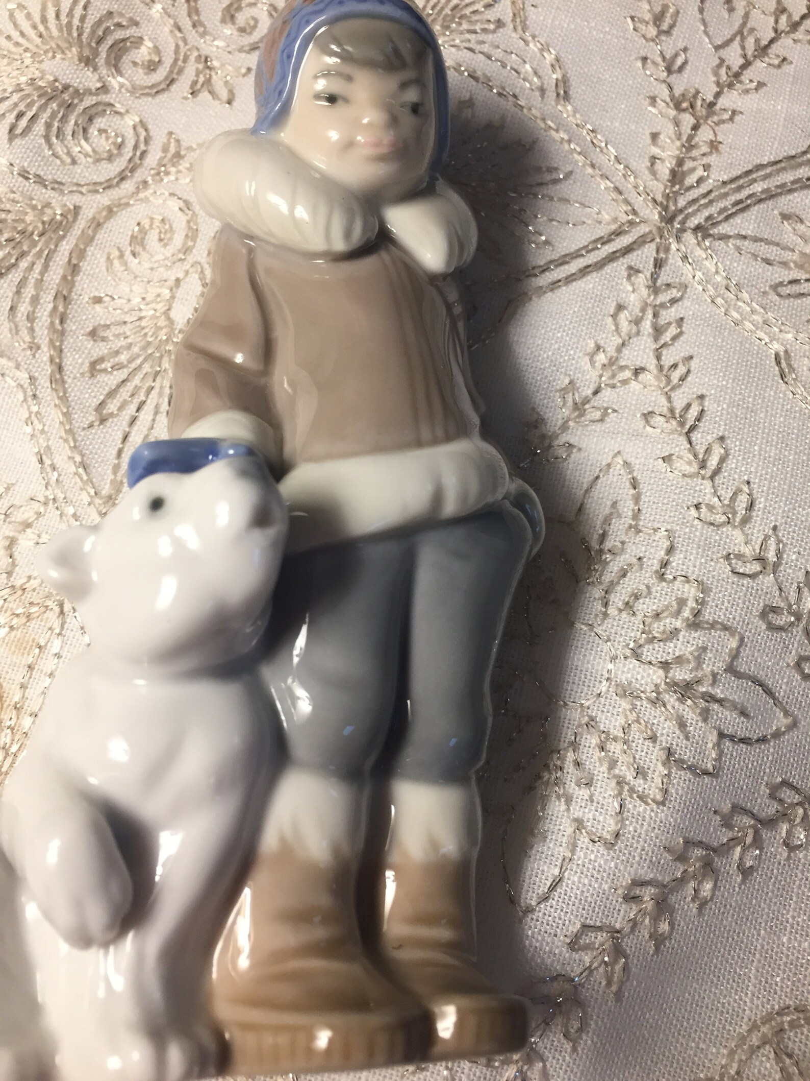 Lladro Eskimo Boy W Polar Bear Etsy