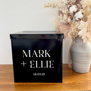 Puits à souhaits personnalisé noir | Souhaits de mariage personnalisés | Boîte pour cartes personnalisée | Coffret cadeau | Cartes de vœux et souhaits | Boîte cadeau de mariage