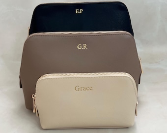 Monogrammed Makeup Bag | Personalised Embossed Cosmetics Bag | Bridesmaid Gift