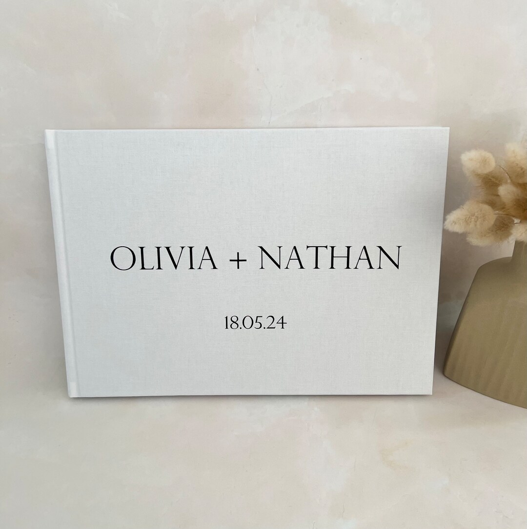Personalised Linen Wedding Guest Book Custom Wedding Guest Book Linen