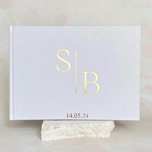 Personalized Fabric Wedding Guest Book, A4 Hardcover Foil Photo Guestbook