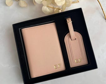 Monogrammed Passport Cover & Tag Set | Custom Passport Cover | Personalised Passport Holder | Travel |Gift | Custom Travel Set | Luggage Tag