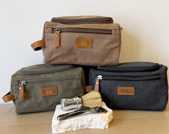 Personalized Mens Canvas Toiletry Bag | Monogrammed Travel Kit | Gift for Him