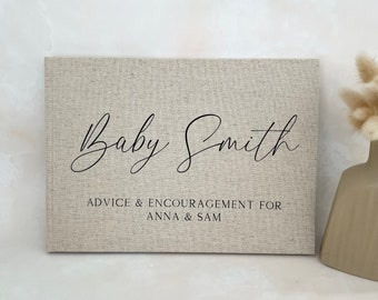 Custom Baby Shower Guest Book | Personalised Linen Baby Book | Baby Keepsake | Baby advice Book | Baby GB3