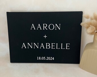 Personalised Linen Guest Book | Black Wedding Guest Book | Linen Wedding Book | Engagement Guest Book | Photo Guest Book | GB3