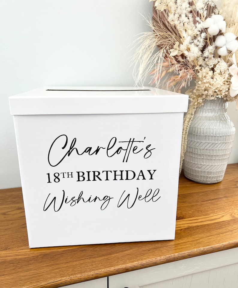 Birthday Wishing Well Custom Wishing Well Custom Card Box Birthday Gift Box Birthday Gift Wising Well Milestone Birthday image 1