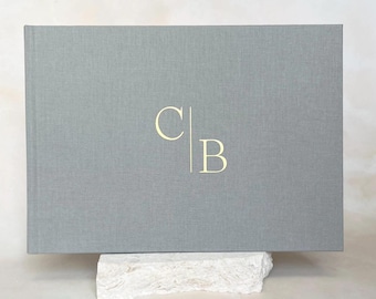 Minimalist Wedding Guest Book | Personalised Fabric Guest Book | Foil Gold Wedding Book | Wedding Scrapbook | Photo Guest Book | GB13
